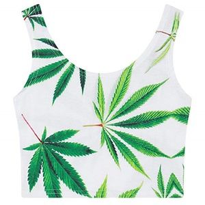 Weed Leaf Print Crop Top